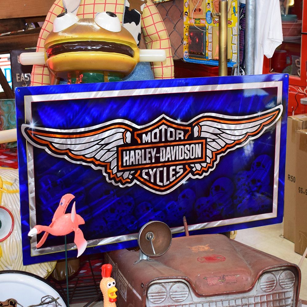 HARLEY-DAVIDSON ハーレーダビッドソン ウイング 看板 / サインプレート スチールサイン アートパネル ガレージ インテリア アメリカン雑貨 バイカー レトロ