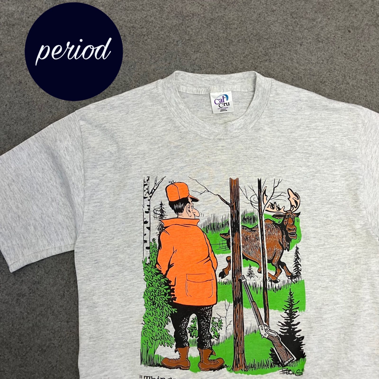 P3524 90s Cal Cru ジョーク　アニマル　Tシャツ　vintage