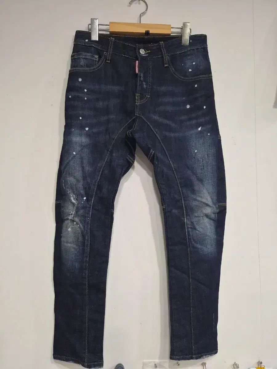 2) DSQUARED2 ディースクエアード2 デニム ダークブルー ペイント スプラッター ダメージ ウォッシュ