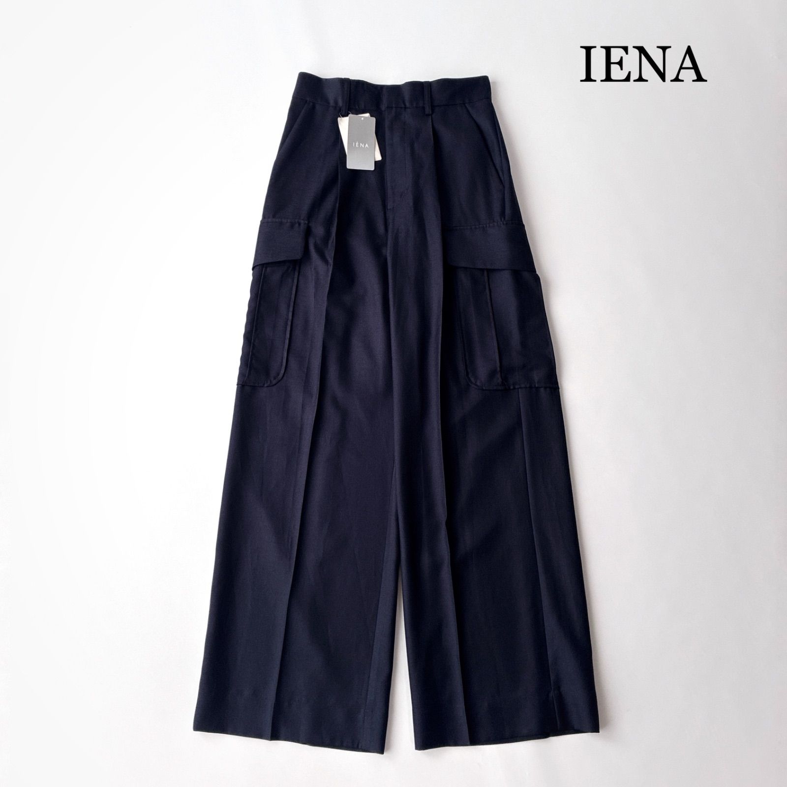 タグ付 人気 2025 IENA イエナ ウォッシャブル カーゴスラックス / ネイビー 紺 サイズ 38 / カーゴパンツ きれいめ 大人カジュアル シワになりにくい センタープレス 近年モデル 春 夏