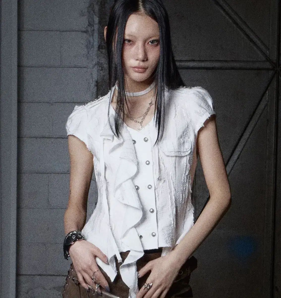 낫노잉 Mili Grunge Blouse (WHITE) 新品