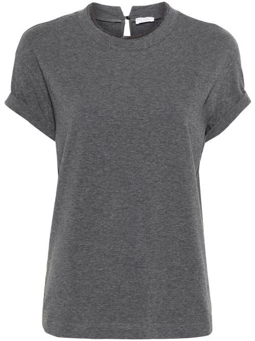 BRUNELLO CUCINELLI MONILI ノーカラーコットンTシャツ 送料無料