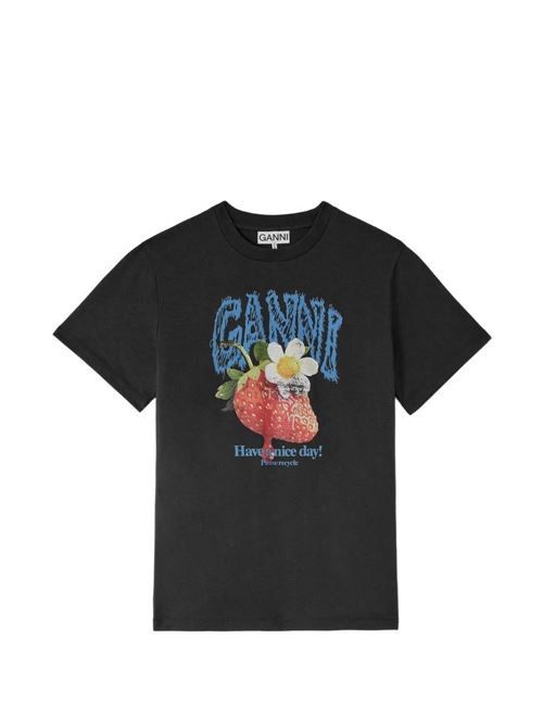 GANNI プリントコットン Tシャツ 送料無料