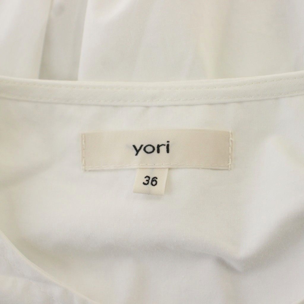 ヨリ yori シャツ ブラウス 36 白 ホワイト 無地 バンドカラー 半袖