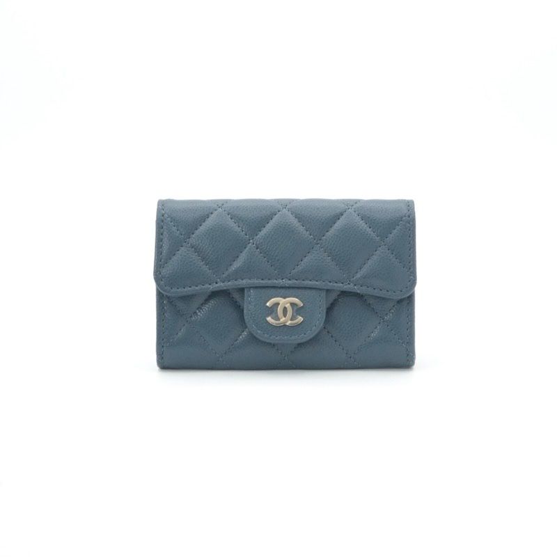 シャネル CHANEL カードケース カード入れ パスケース ブルー シルバー マトラッセ ココマーク 名刺入れ