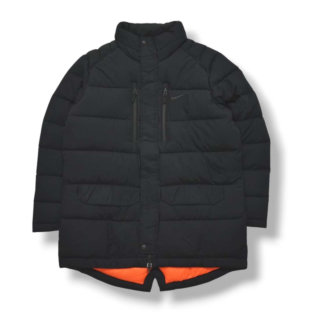 【定番】 ナイキ NIKE キルティング ダウン ジャケット ジャンパー ウィンドブレーカー XXL ブラック x オレンジ スポーツ ストリート カジュアル タウンユース レジャー メンズ