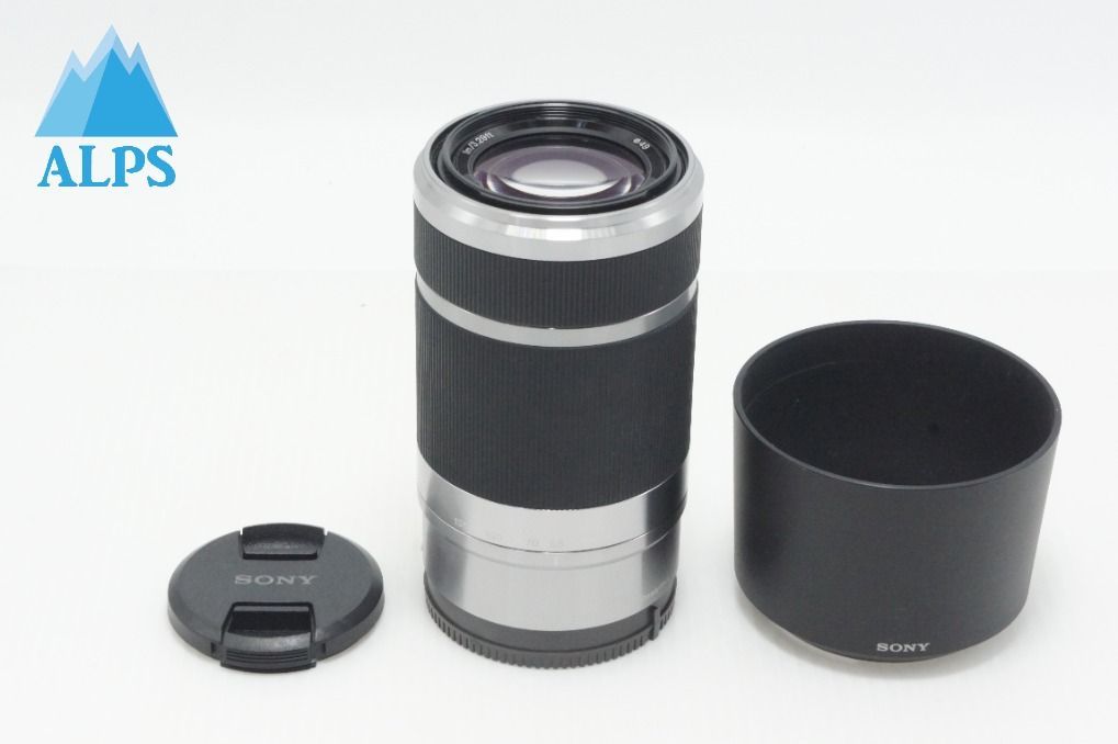 美品 SONY ソニー E 55-210mm F4.5-6.3 OSS SEL55210 シルバー Eマウント APS-C ズームレンズ フード付 260701ag