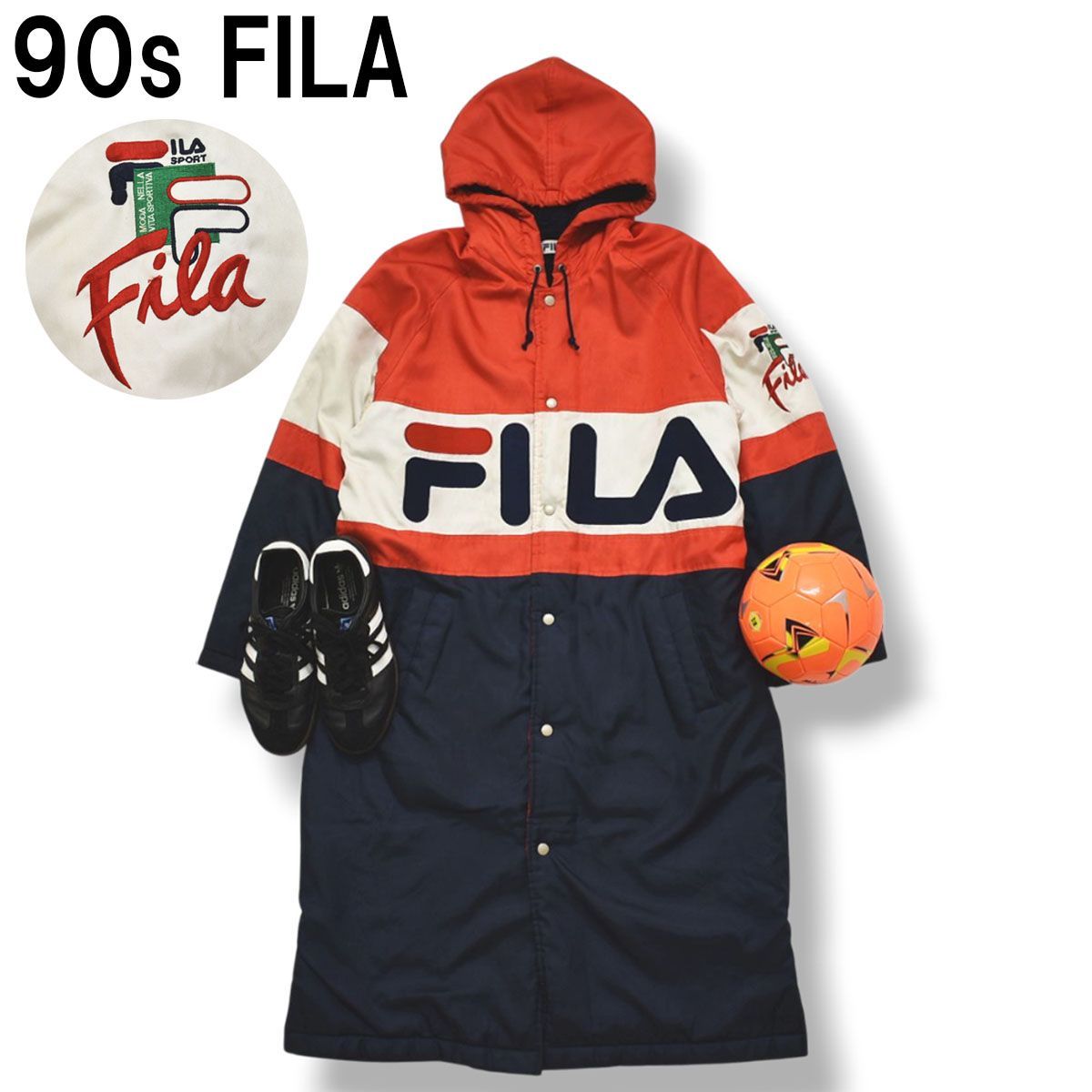 当時物】 90s ヴィンテージ フィラ FILA ベンチ コート ジャンパー 