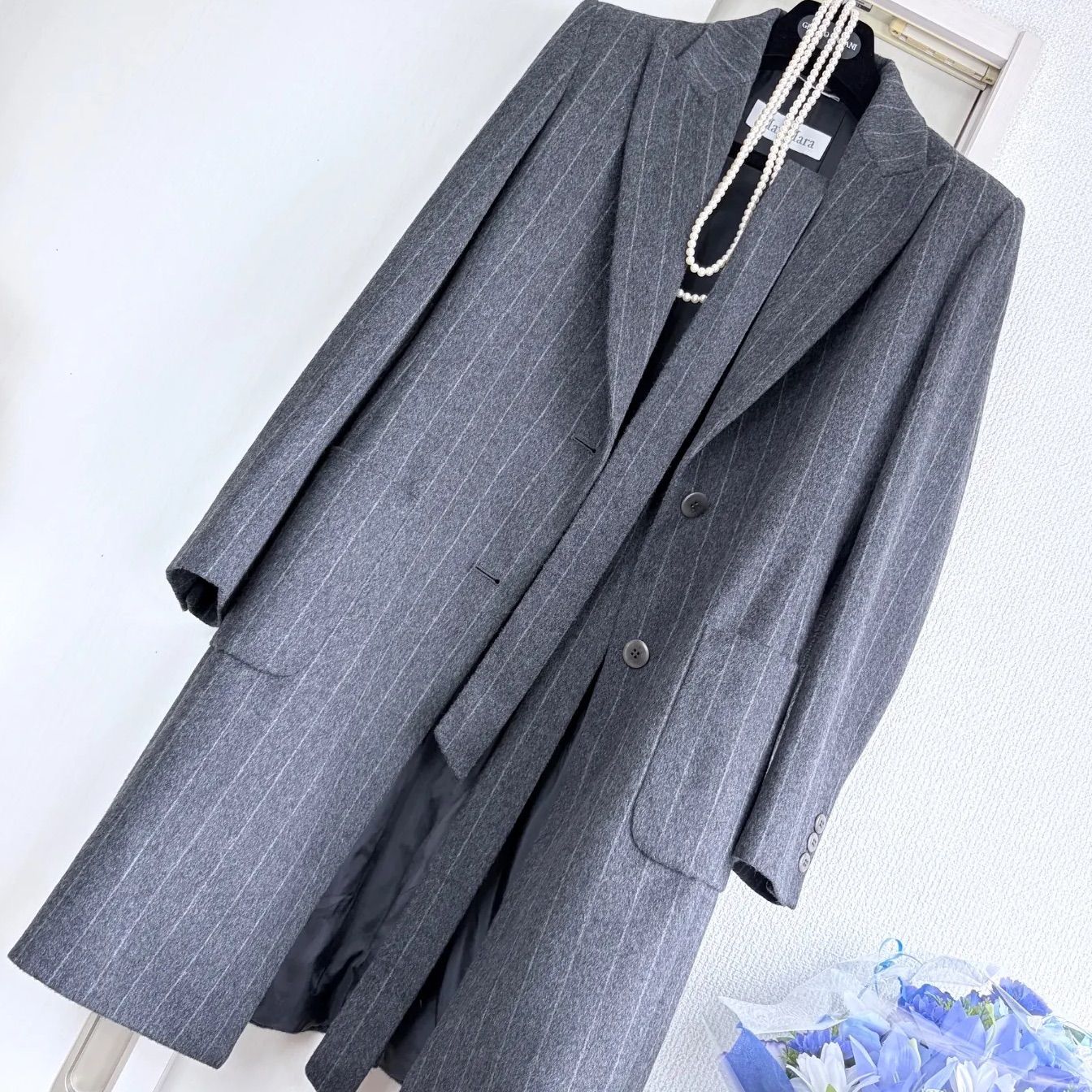 最高級 白タグ Max Mara 80%virgin wool・20%angora コート J42(M〜L 