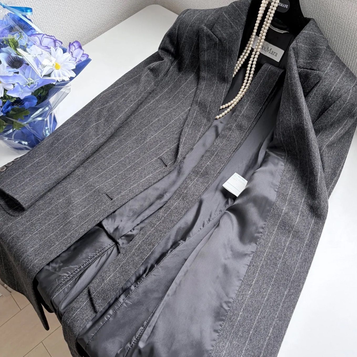 最高級 白タグ Max Mara 80%virgin wool・20%angora コート J42(M〜L 