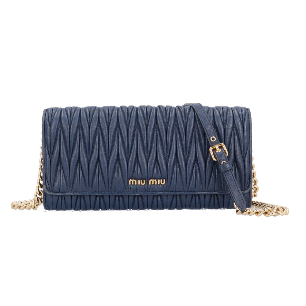 ミュウ ミュウ マテラッセ ショルダーバッグ レザー ネイビー レディース Miu Miu 中古 ミュウ ミュウ