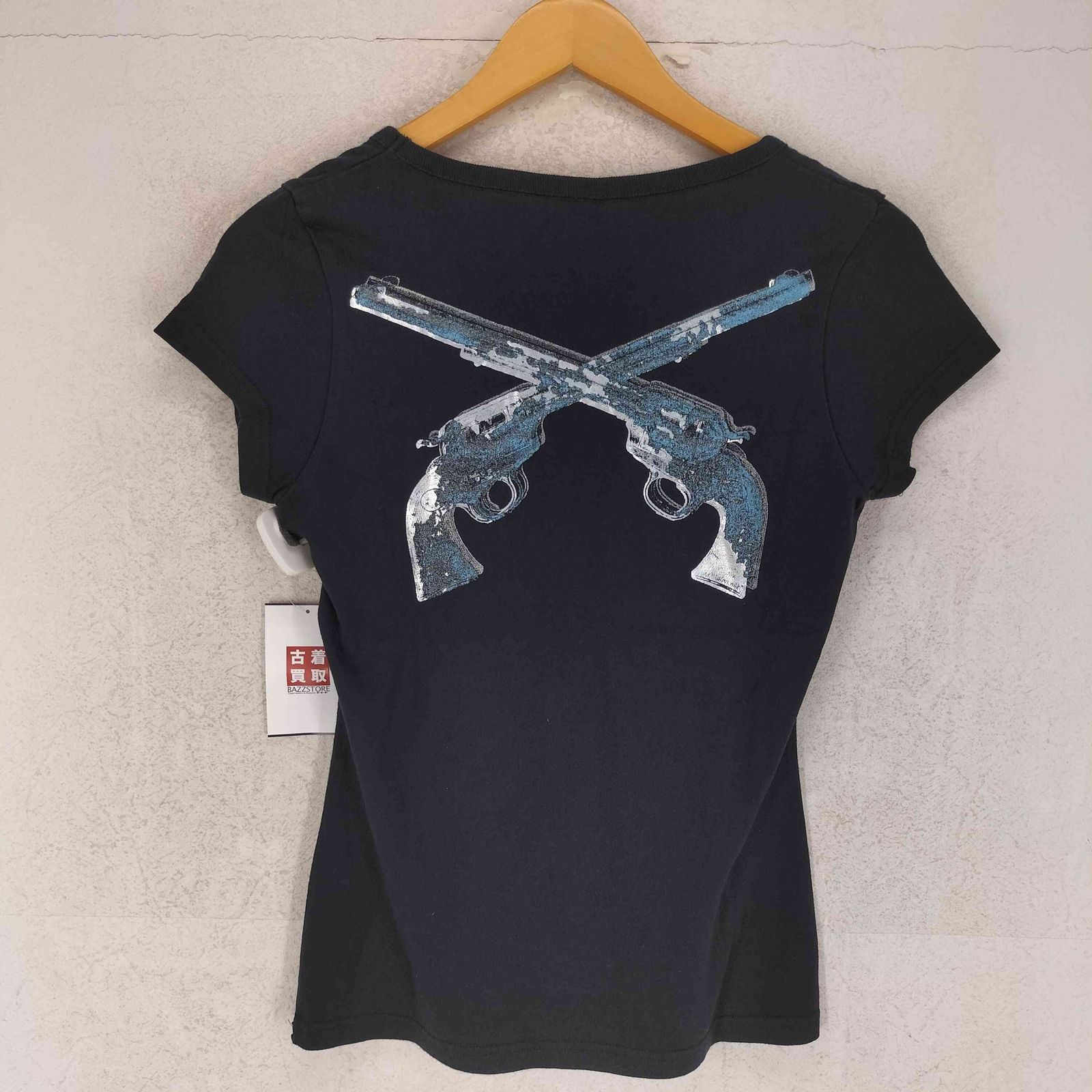 ロアー roar 二丁拳銃 ラメプリント 半袖 Tシャツ チビT Y2K 