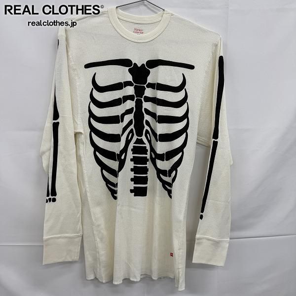 Supreme×Hanes/シュプリーム×ヘインズ Bones Thermal Crew サーマルヘンリー 長袖Tシャツ ホワイト/L