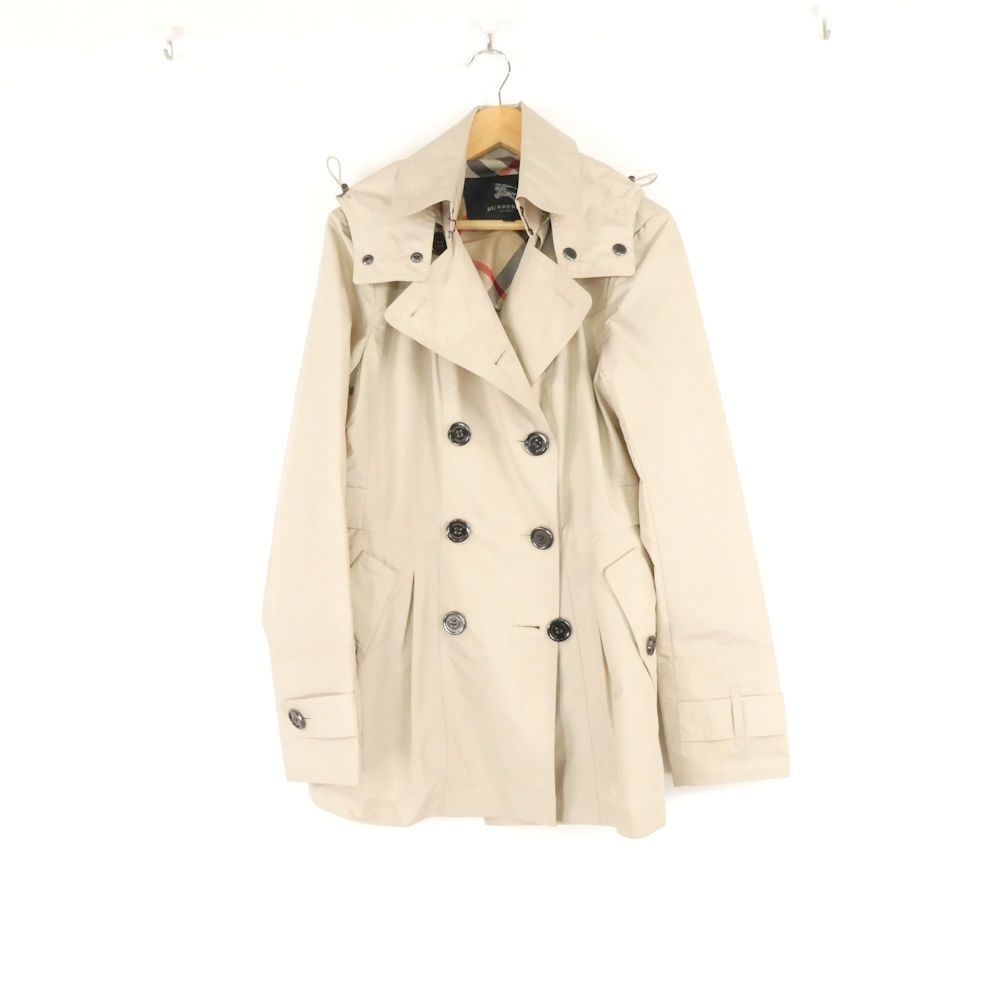 美品 BURBERRY バーバリー コート 38 M相当 ポリエステル 長袖 ショート丈 フード付 アウター 春/秋 レディース AU4544A89