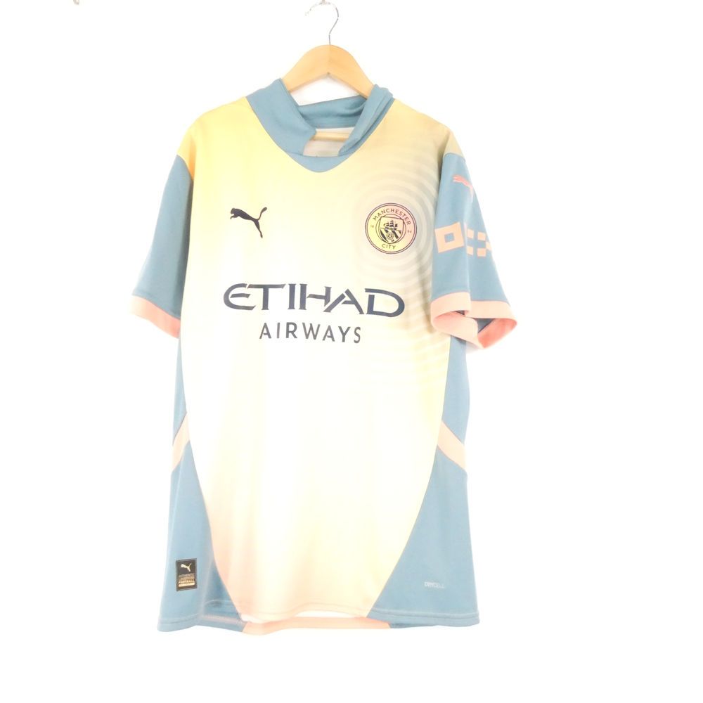 美品 PUMA プーマ 775202-04 24-25 マンチェスター・シティ 4th ユニフォーム M ポリエステル サッカー スポーツウェア 半袖 メンズ AN3508A83