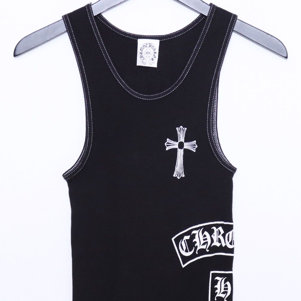 CHROME HEARTS リブタンクトップ クロスロゴ ブラック S CHROME HEARTS オールド Tバー FUCK YOU ラージクロス リブ タンク
