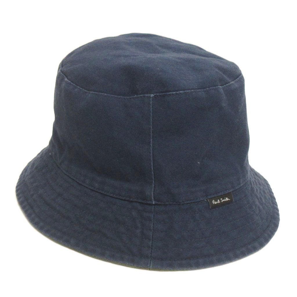ポールスミス PAUL SMITH リバーシブル ハット バケット 紺 緑