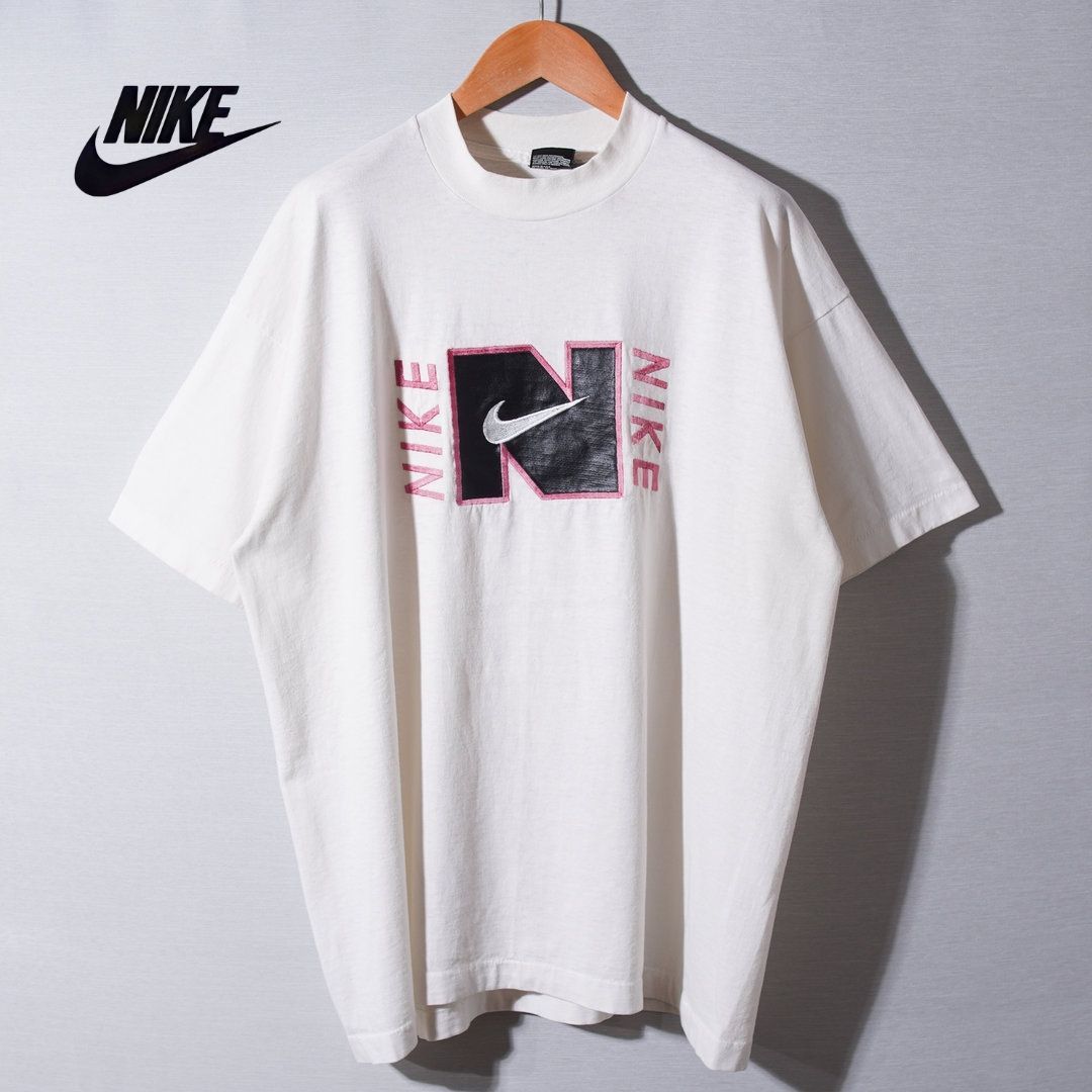 90s USA製 ナイキ NIIKE Tシャツ XL 刺繍 アイボリー ヴィンテージ