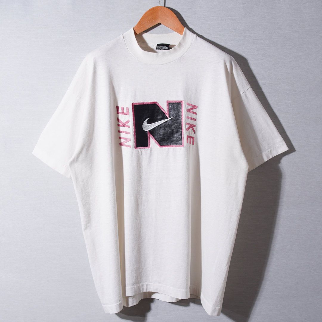 90s USA製 ナイキ NIIKE Tシャツ XL 刺繍 アイボリー ヴィンテージ