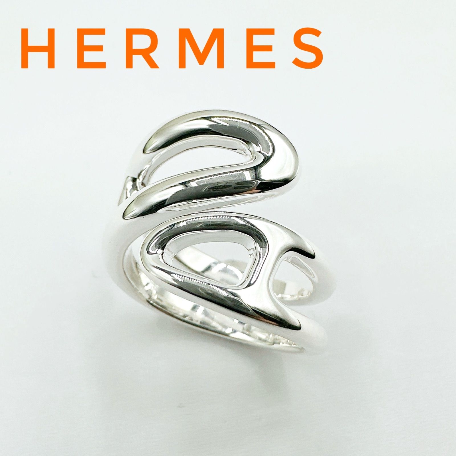 美品🌻HERMES シェーヌダンクル バングツイスト シルバー リング 54 約