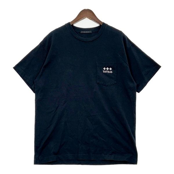 TATRAS タトラス 半袖Tシャツ 胸ポケット バックロゴ ブラック XL TATRAS タトラス Tシャツ 半袖 バックロゴ 胸ポケット 丸首 シンプル