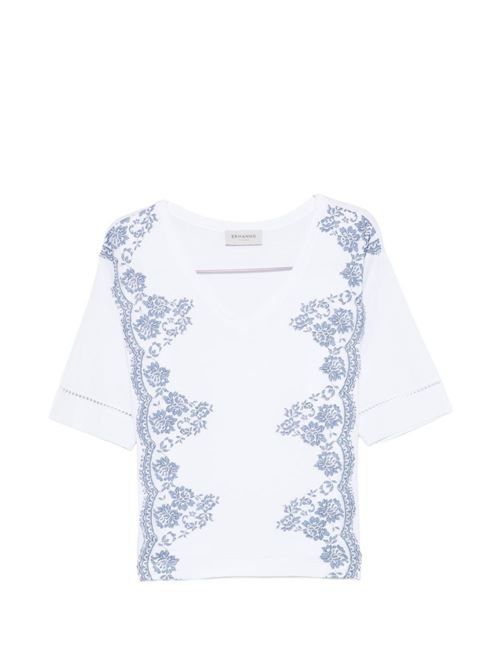 ERMANNO 刺繍コットンTシャツ 送料無料