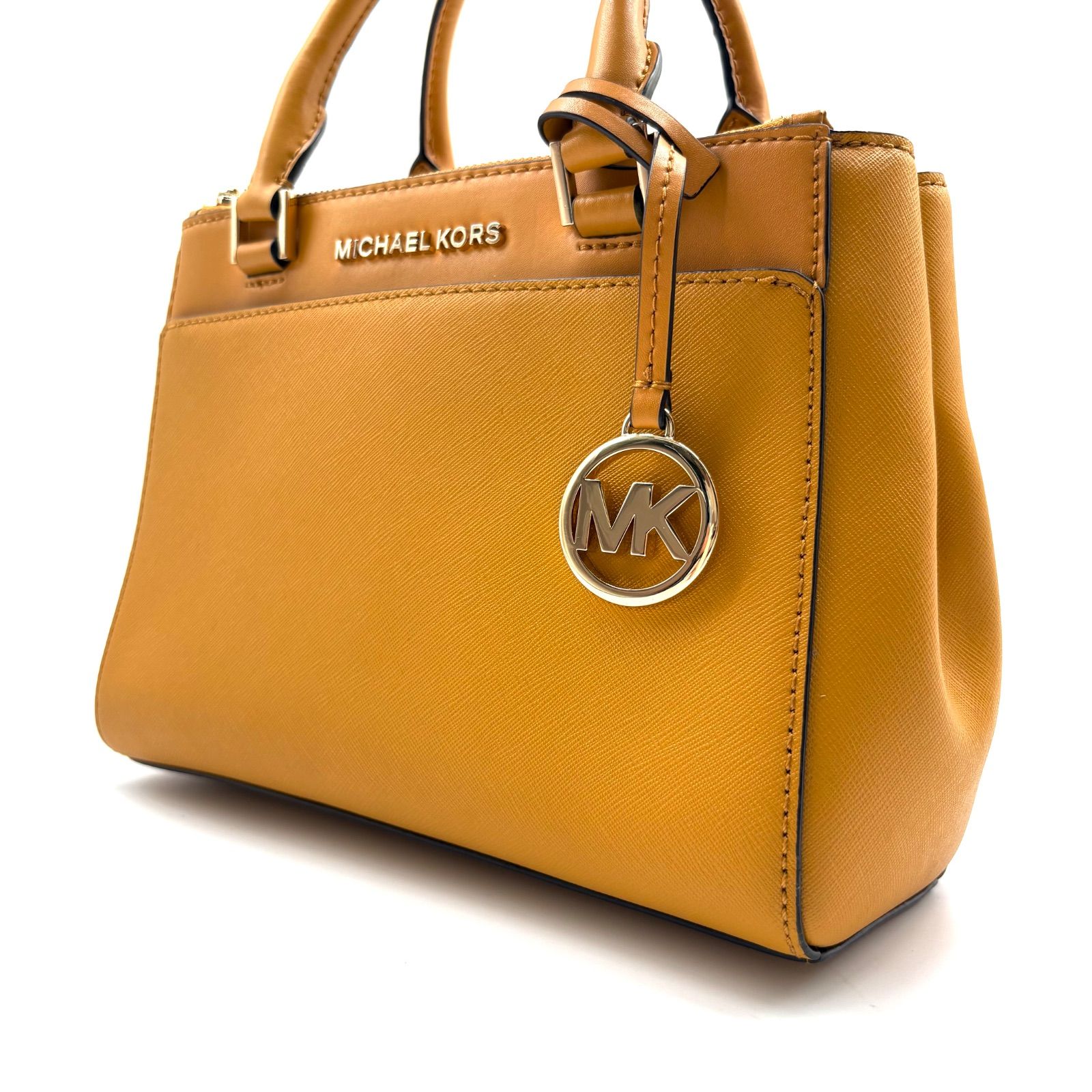 【美品✨】Michael Kors Rayne Medium Satchel Marigold Yellow Leather HandBag マイケルコース レイン ミディアム サッチェル マリーゴールドイエロー レザー ハンドバッグ