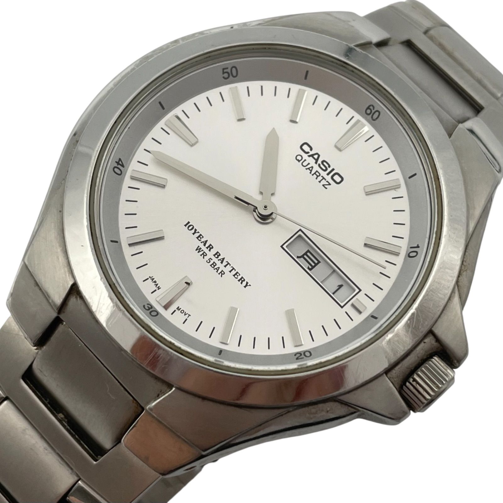 Operating/Brand New Battery CASIO Casio Watch Quartz QZ Day Date 3 Hand Round Metal Band Silver Dial MTP-1228DJ [m14]