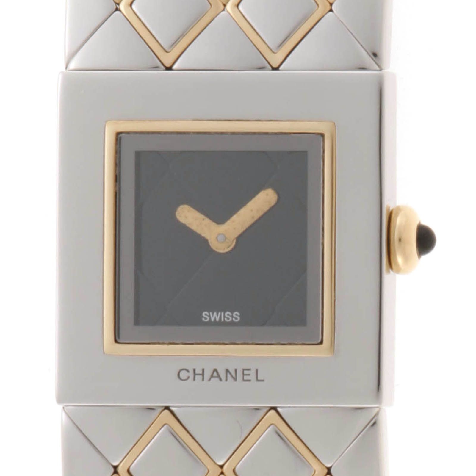 CHANEL シャネル マトラッセ H0475 腕時計 ステンレス/K18イエローゴールド K18YG ブラック クオーツ ブラック文字盤 レディース【中古】436