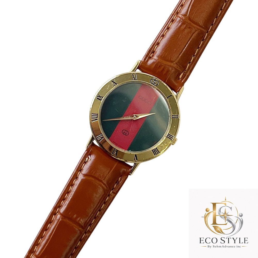 GUCCI グッチ ゴールド シェリーライン　ベルト社外・電池新品交換　(中古C・AOK)