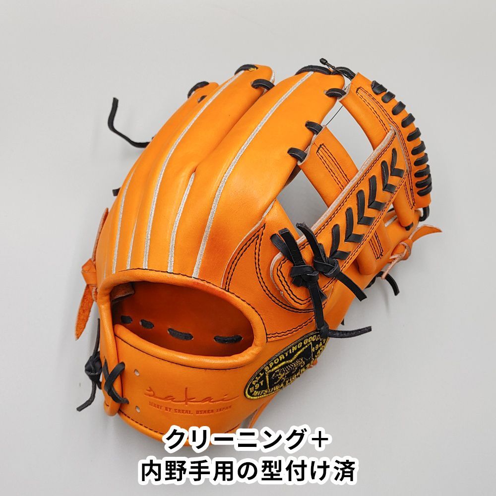 クリーニング済み (高校野球対応)】 ミツワタイガー 硬式グローブ / 内
