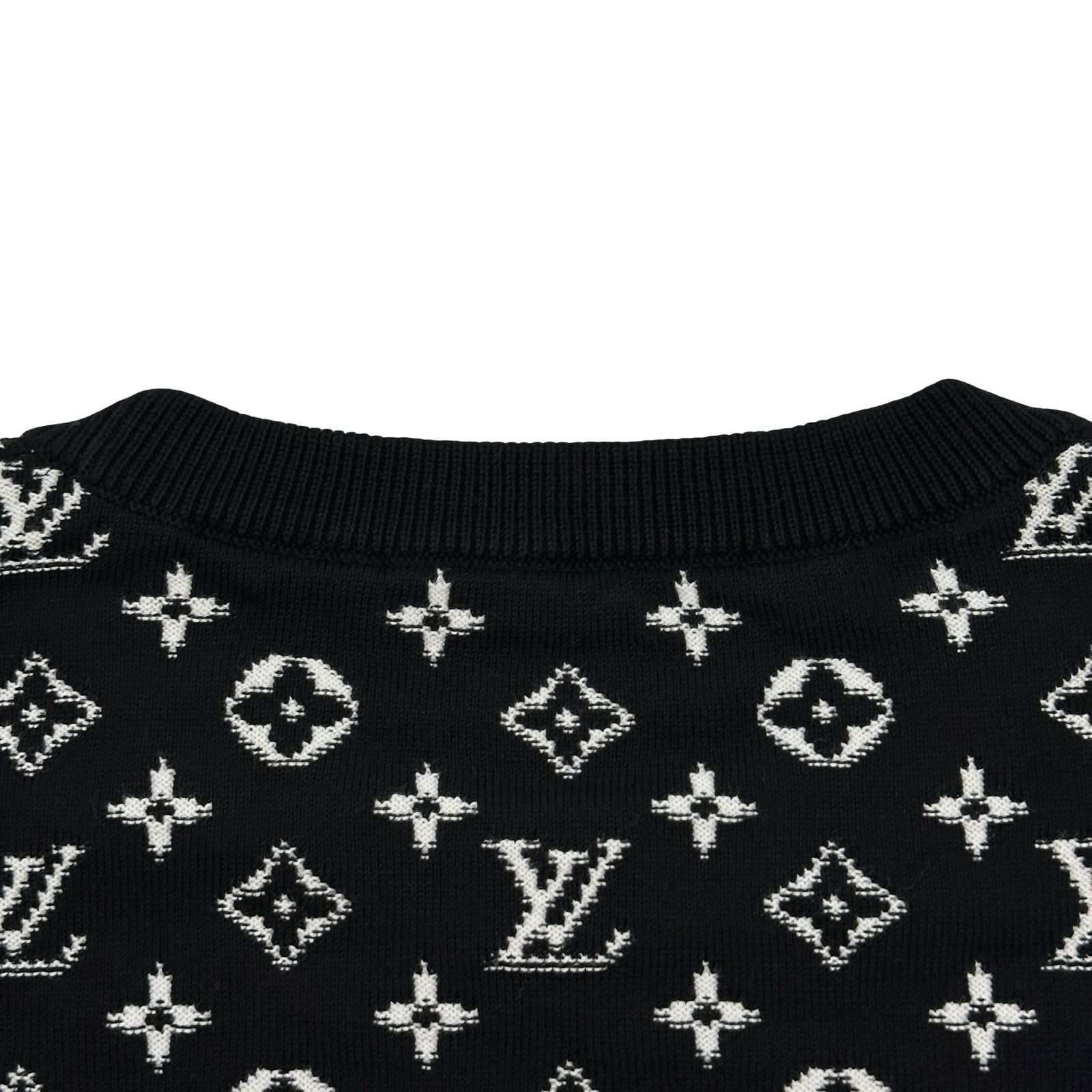 ルイ・ヴィトン LOUIS VUITTON グラディエントモノグラムニットセーター HQN42W ブラック コットン メンズ ニット