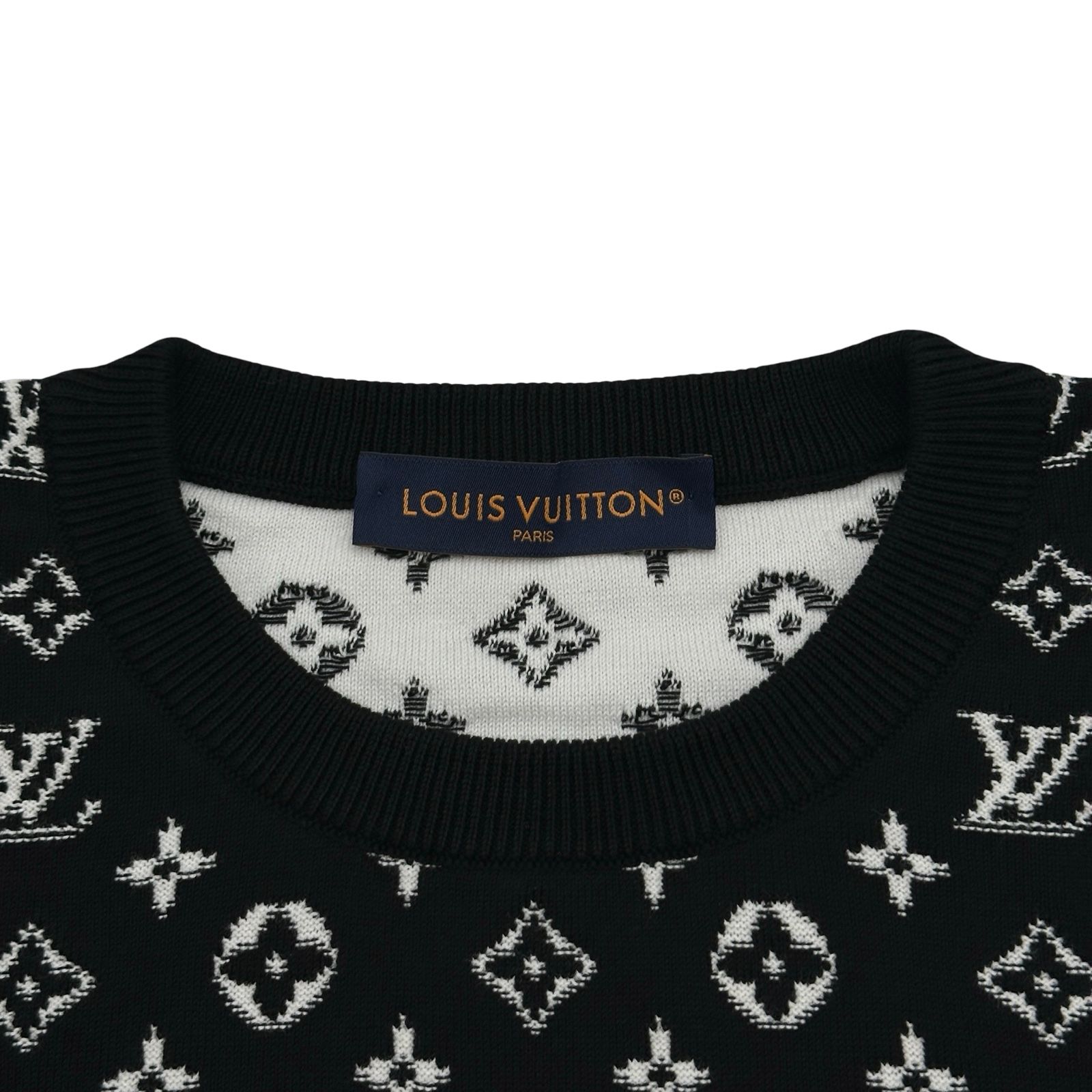 ルイ・ヴィトン LOUIS VUITTON グラディエントモノグラムニットセーター HQN42W ブラック コットン メンズ ニット