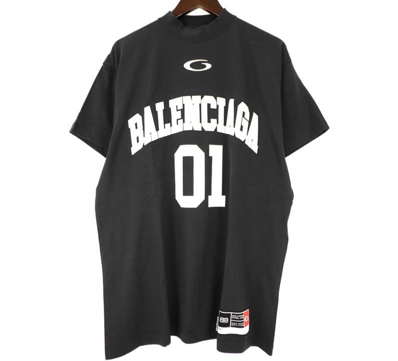 バレンシアガ BALENCIAGA 25SS【 787349 】 ロゴ刺繡 ユニフォーム デザイン オーバーサイズ 半袖 Tシャツ　51925