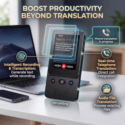 ★新品★翻訳機×ChatGPT搭載の最新AI翻訳機 WiFiなしでも使えるリアルタイム音声翻訳機【オンライン翻訳＋オフライン翻訳＋カメラ翻訳＋録音翻訳＋リアルタイム翻訳+ChatGPT】138言語対応、学習、海外旅行、ビジネス、留学準備に最適 95e72c48