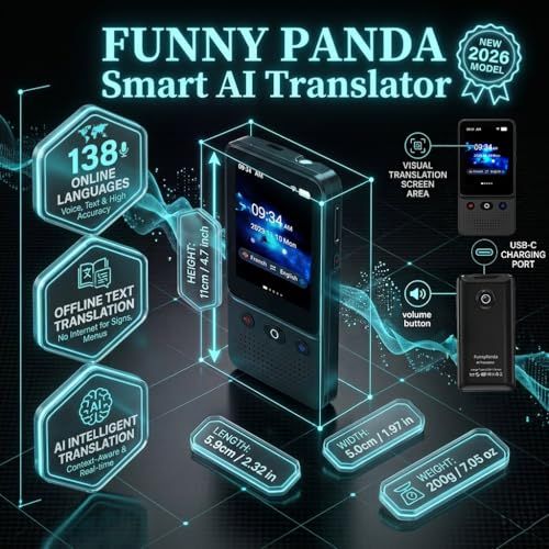 ★新品★翻訳機×ChatGPT搭載の最新AI翻訳機 WiFiなしでも使えるリアルタイム音声翻訳機【オンライン翻訳＋オフライン翻訳＋カメラ翻訳＋録音翻訳＋リアルタイム翻訳+ChatGPT】138言語対応、学習、海外旅行、ビジネス、留学準備に最適 95e72c48