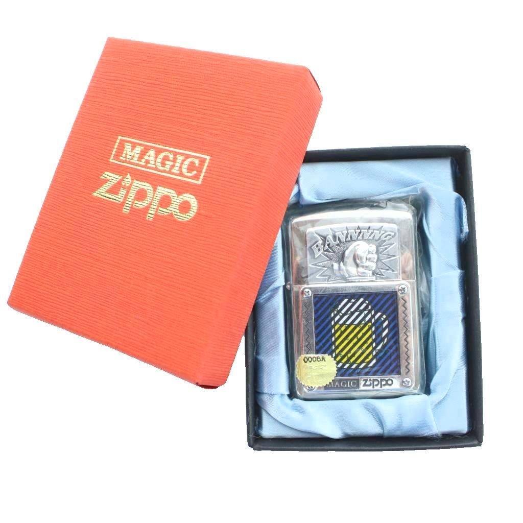 ジッポー ZIPPO MAGIC ZIPPO マジックジッポー 90s 1995年製 BANNNNG ビール オイルライター 喫煙具 喫煙グッズ 火花確認済 シルバーカラー 箱付き /MW ■GY18