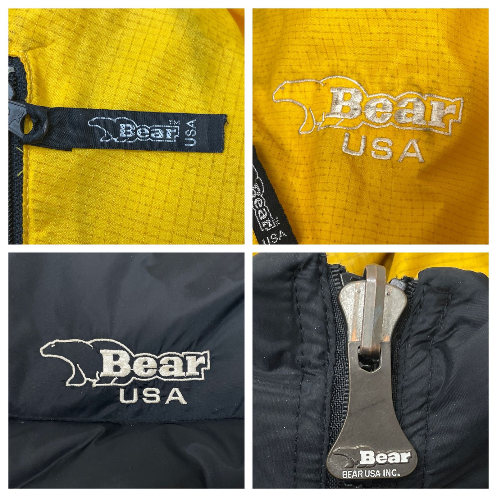 ベアーUSA リバーシブル ダウンジャケット M ブラックxイエロー Bear 