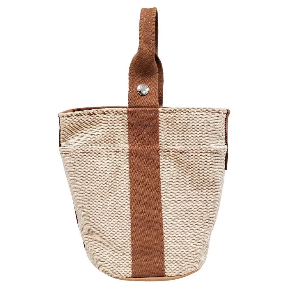 中古】エルメス HERMES サクソーPM キャンバス ブラウン SV金具