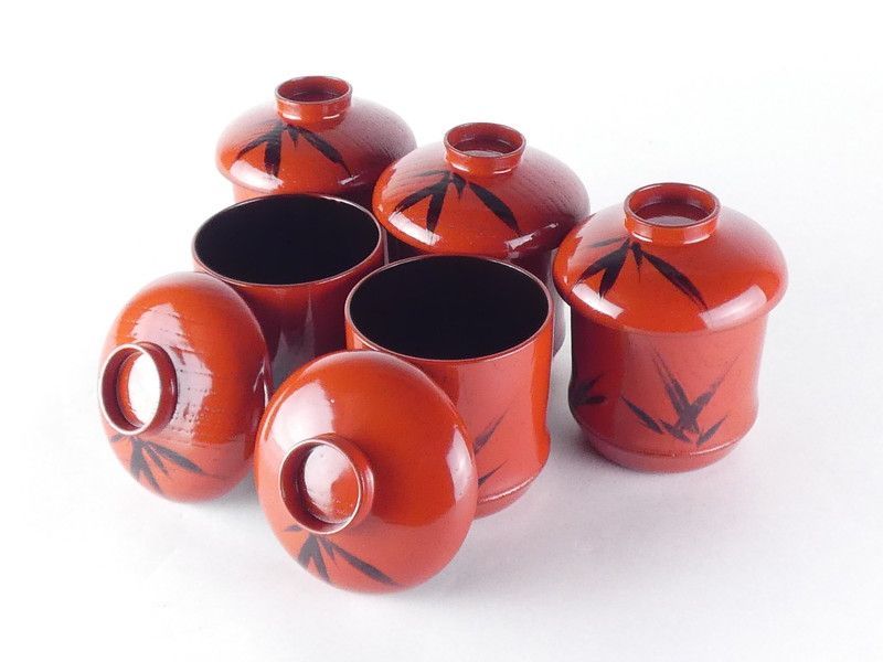 北村葵春「朱塗竹節形 小吸物椀」5客 共箱 保証品 茶道具 (B-2) - メルカリ