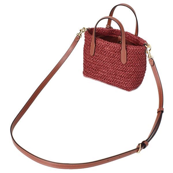 コーチ バッグ COACH かごバッグ ストロー レザー ミニ シティ トート