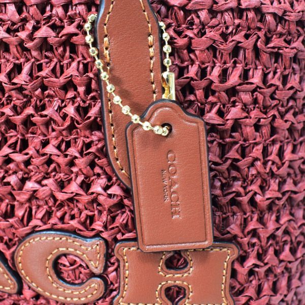 コーチ バッグ COACH かごバッグ ストロー レザー ミニ シティ トート