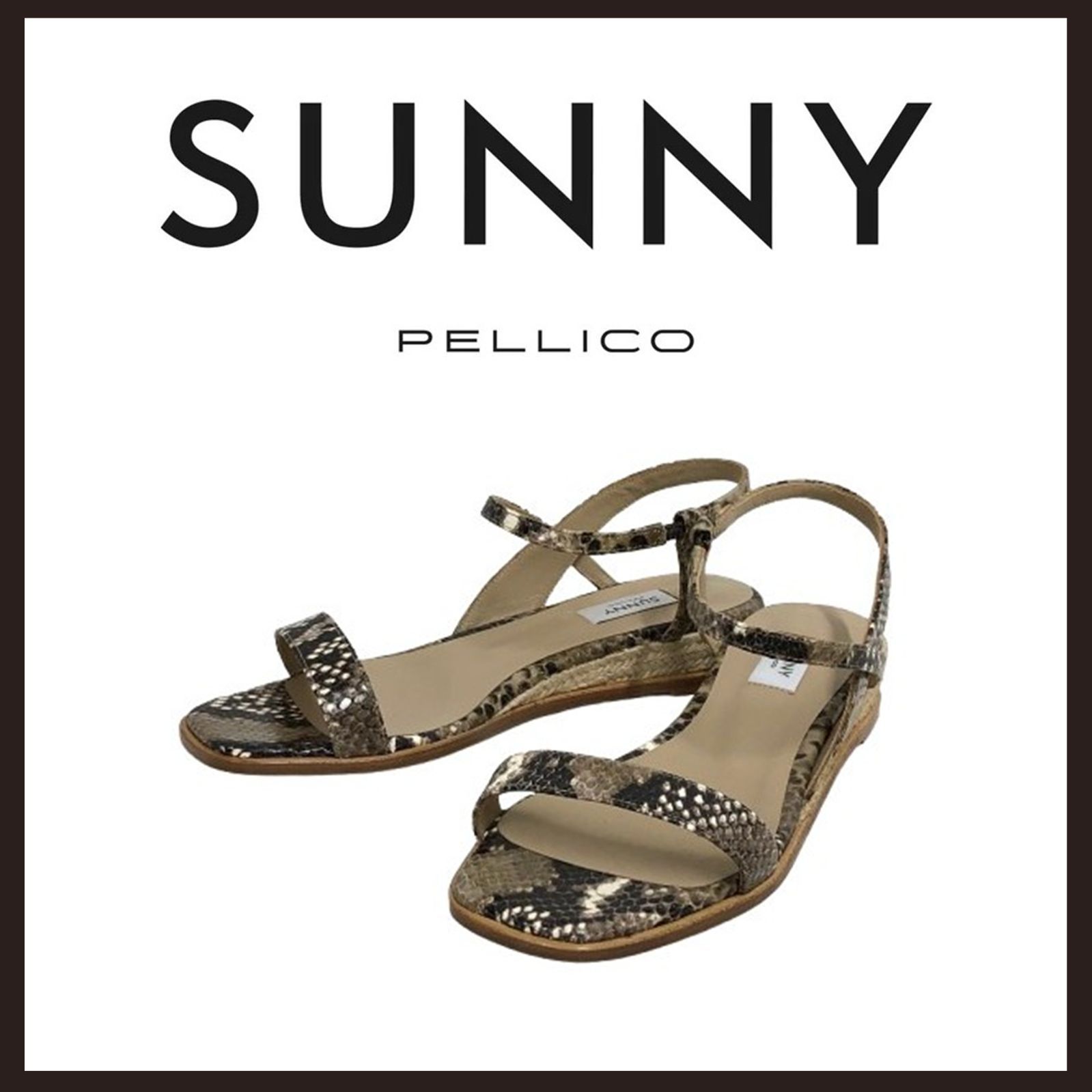 新品未使用　PELLICO SUNNY (ペリーコサニー)　ACACIA　ジュートフラットサンダル　パイソン柄　24cm