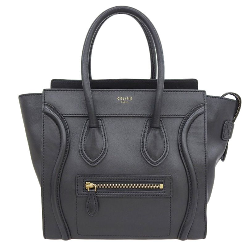 セリーヌ CELINE ラゲージ マイクロショッパー ハンドバッグ レザー ブラック 中古 新入荷 OB2904