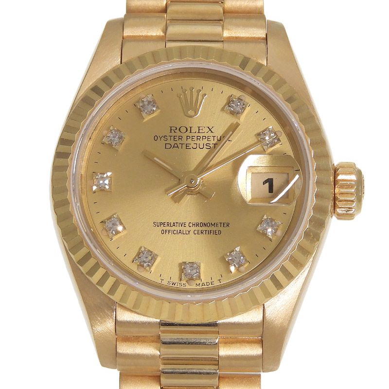 ロレックス ROLEX デイトジャスト レディース 自動巻き 腕時計 K18YG OP 10Pダイヤモンド シャンパン文字盤 69178G 中古 新入荷 RO0403 752,400円