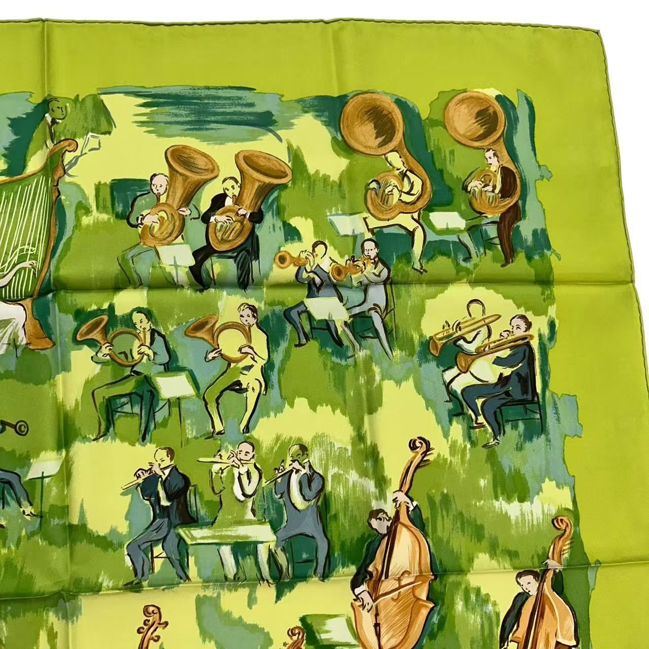 エルメス　スカーフ　コンチェルト　concerto 　グリーン系 極美品 HERMES エルメス カレ90 シルク スカーフ CONCERTO