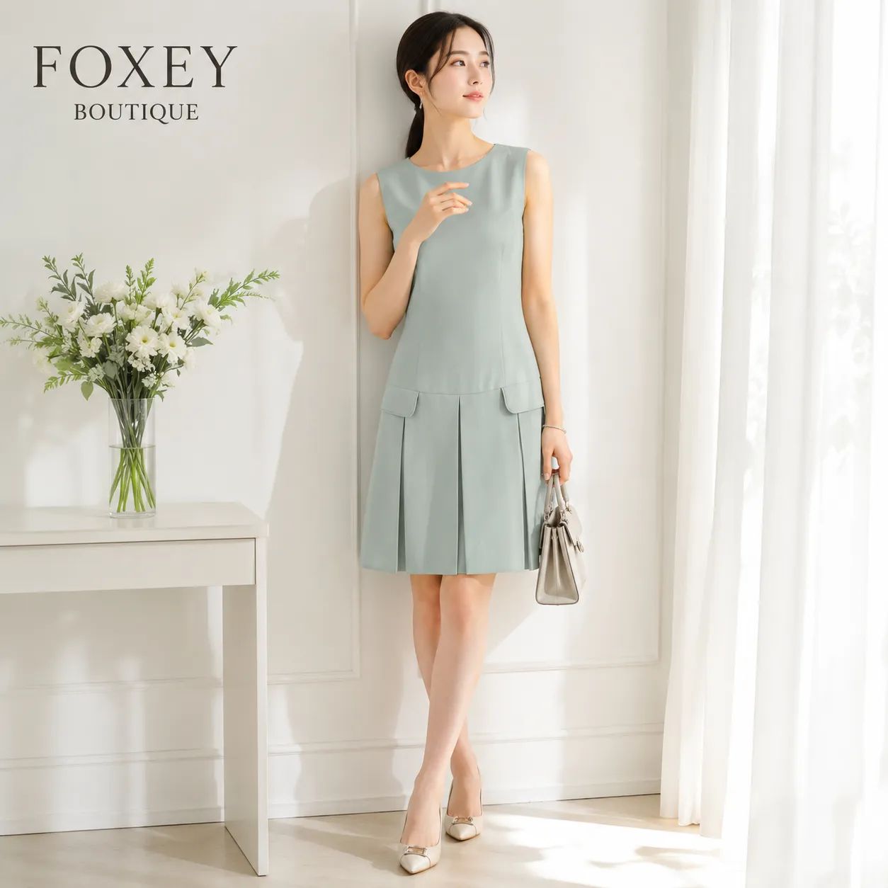 参考価格118,800円【美品 / ボックスプリーツで大人可愛い】FOXEY
