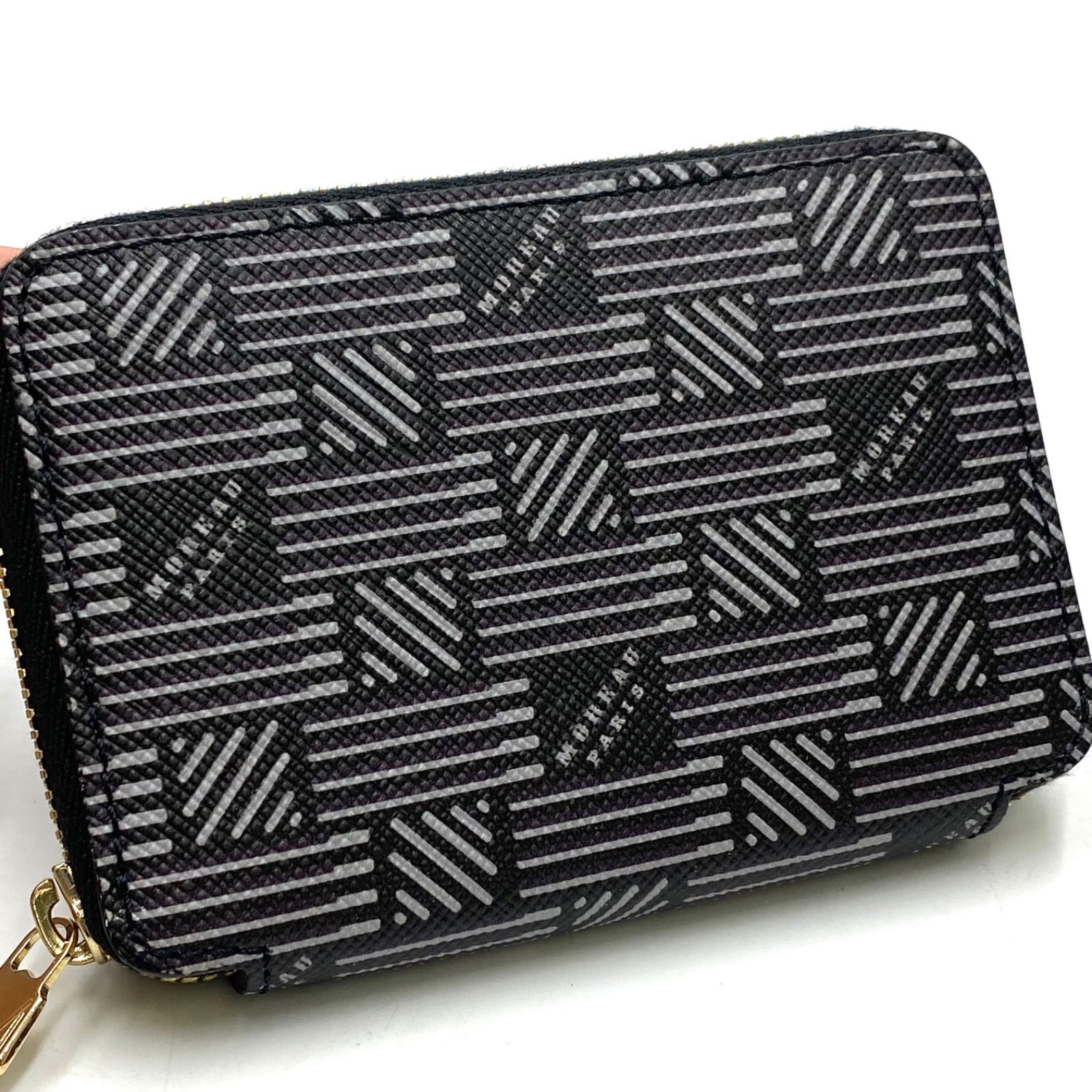 極美品　MOREAU PARISモロー　パリ　モノグラム　ロゴ　キャンバス　コインケース　小銭入れ　財布　ウォレット　ミニ　コンパクト　ブラック　ゴールド