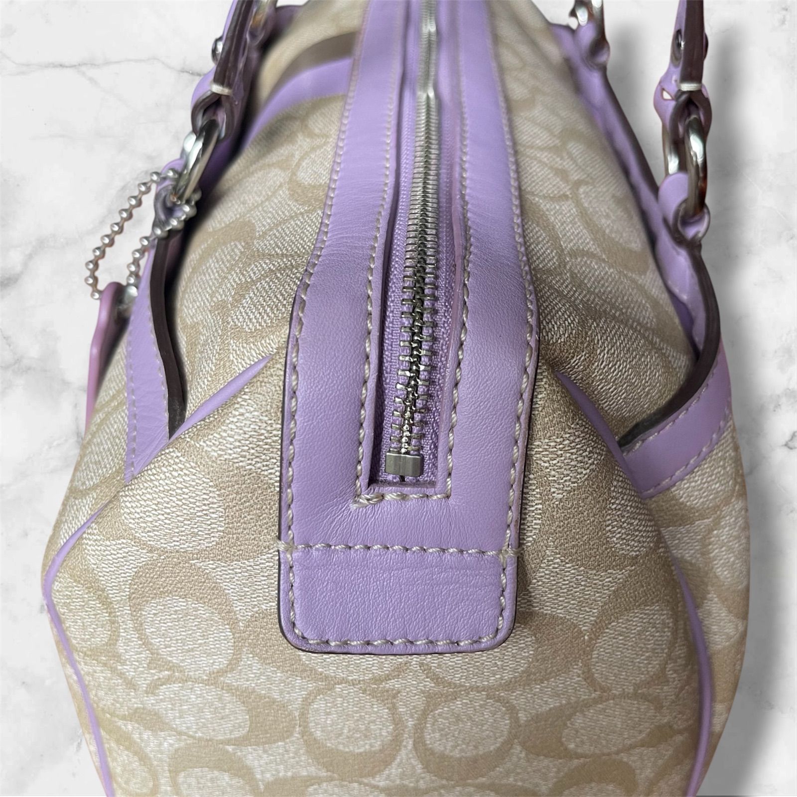 COACH コーチ シグネチャー ミニボストン ハンドバッグ サッチェル 