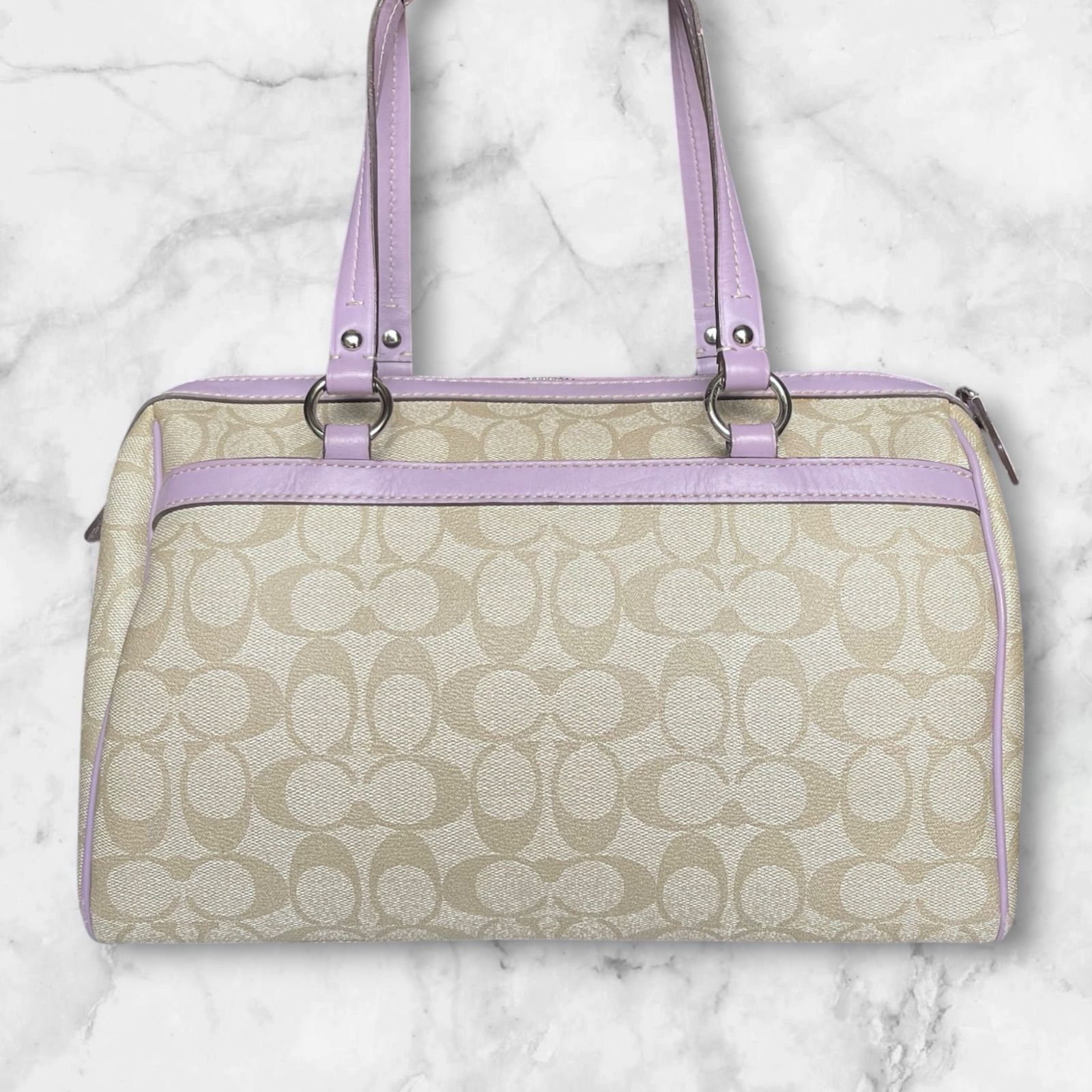 COACH コーチ シグネチャー ミニボストン ハンドバッグ サッチェル 